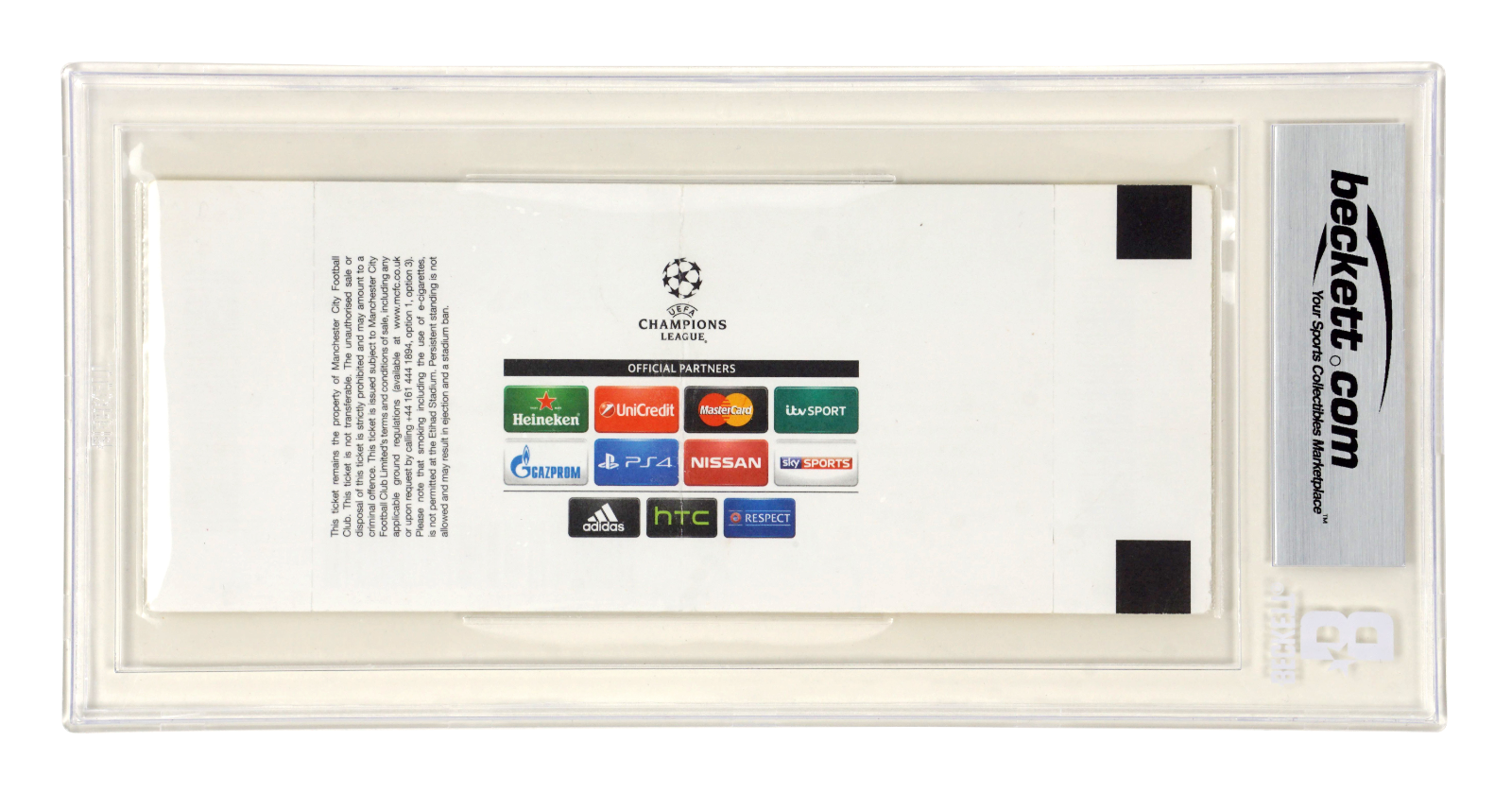 Sergio Aguero Signed 2014 First UCL Hat Trick Match Ticket Inscribed – BGS 4